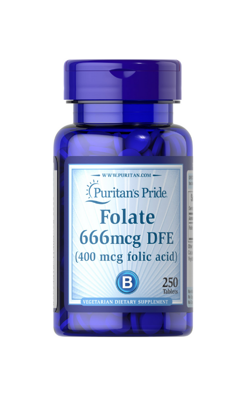 Puritan's Pride Folate 666mcg DFE  250 Tablets